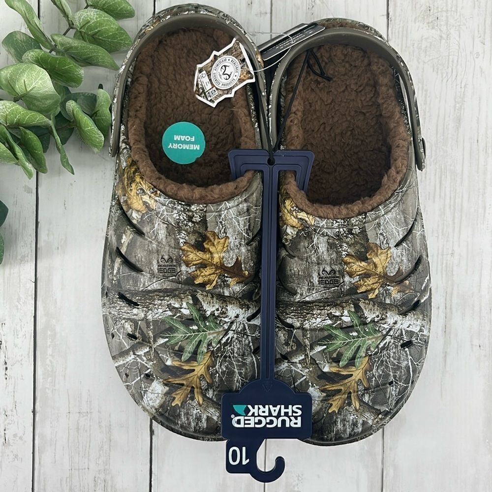 Men's Comfy Fuzzy Camo Lined EVA Clogs Sandals Slippers Shoes Size 10